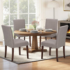 Upholstered Dining Chairs Set of 6 - Line Fabric Modern Farmhouse Kitchen Chairs,Mid-Back Dining Room Chairs with Wooden Legs