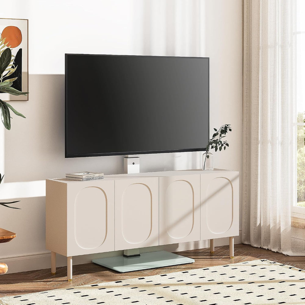 FITUEYES Swivel Floor TV Stand with Mount for TVs 37-75 Inch TVs, White | Uni...