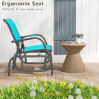 Giantex Swing Glider Chair W/Study Metal Frame Comfortable Patio Chair Love-Seat for Garden, Porch, Backyard, Poolside, Lawn Outdoor Rocking Chair (2, Turquoise)