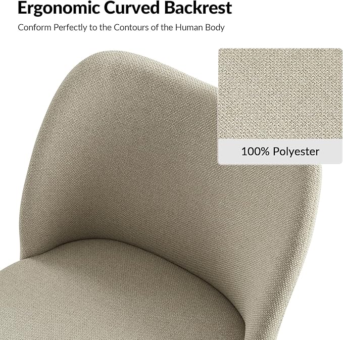 Dining Chairs Set of 4, Upholstered Kitchen Dining Room Chair Set Morden Accent Side Dinner Chair with Curved Padded Back Wood Legs for Restaurant/Cafe, Beige