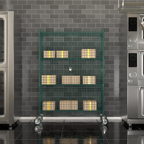 18"x48"x70" Metal Wire Green Security Heavy Duty Commercial NSF Certified Storage Unit | Mobile Wire Security Cage Kit