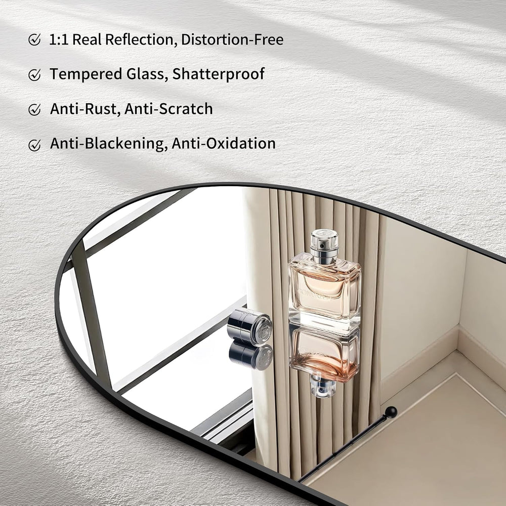 CIRCUMI Arched Wall Mirror, 24"x36" Black Arched Mirror for Bathroom