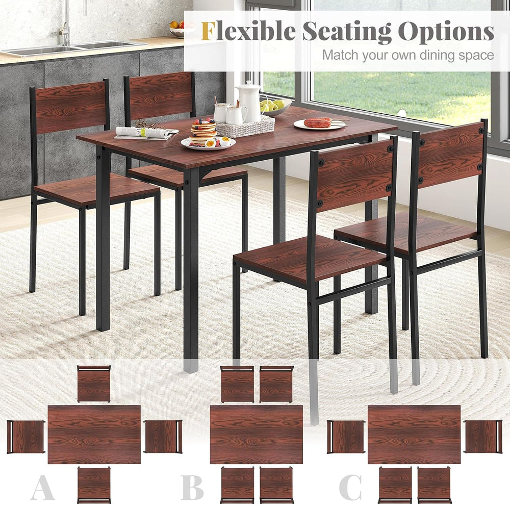 Giantex Dining Table Set for 4, 5-Piece Modern Kitchen Table and Chairs with ...