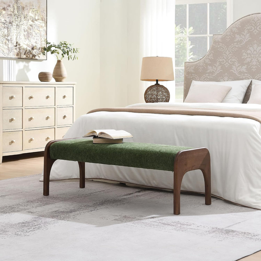KEIKI 50.25" Upholstered Bed End Bench, Chenille Entryway Bench, Modern ...