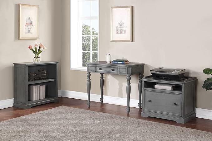 OSP Home Furnishings Country Meadows 36 Inch Writing Desk with Drawer, Plantation Grey