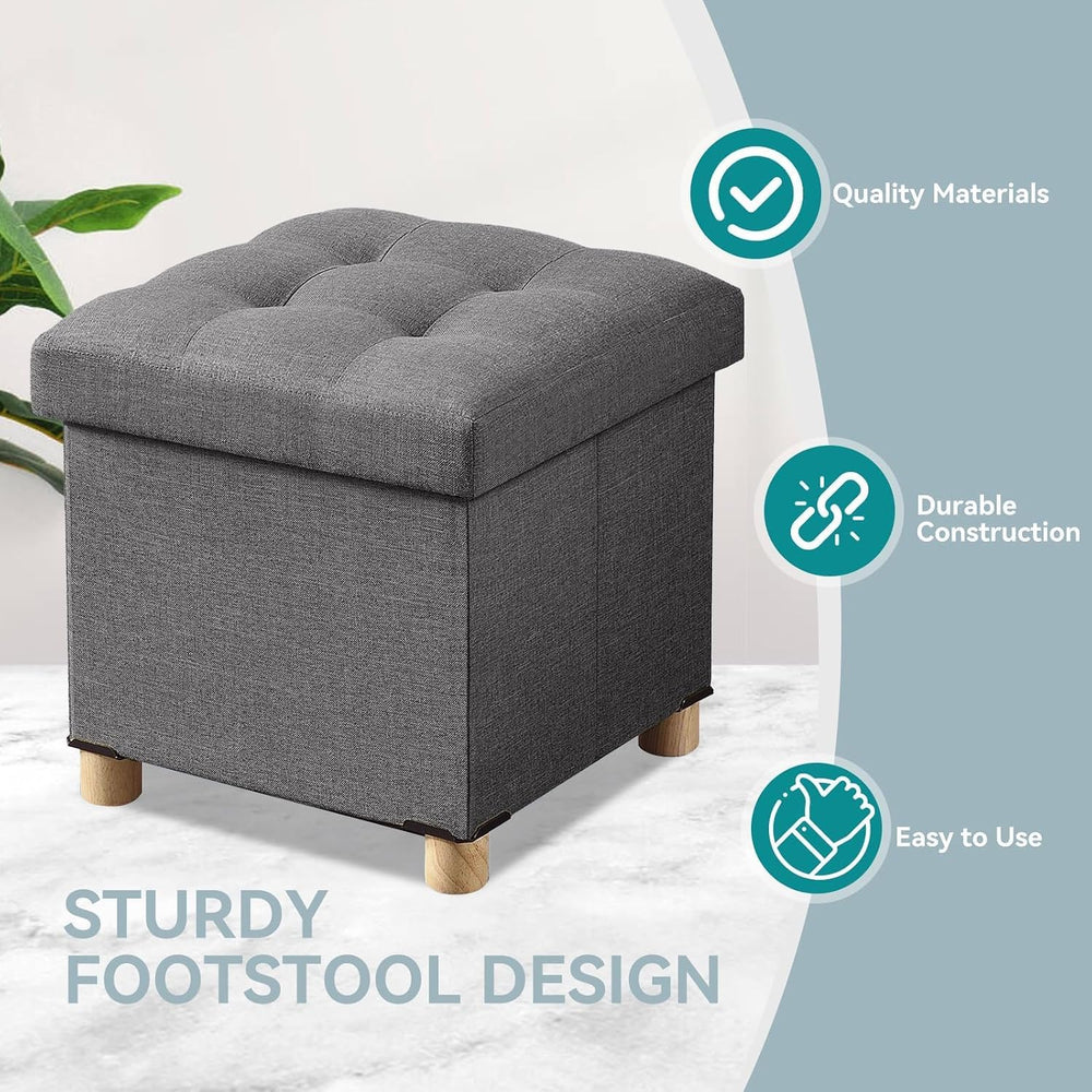 BRIAN & DANY Ottoman with Storage, Small Storage Ottoman for Dorm, Linen ...