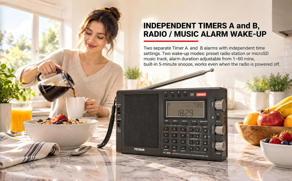 Tecsun PL990 Digital Worldband AM/FM Shortwave Longwave Radio with Single Sid...