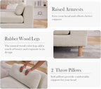 Aoiy & Wifon 83.1" W End of Bed Bench King Size, Oversized Window Bench Seat with Pillows & Rubberwood Legs for Bedroom/Living Room/Apartment, Polyester, Beige