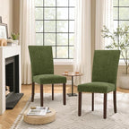 Parsons Dining Chairs Set of 2, Upholstered Nailhead Dining Room Kitchen Side Chair with Thick Cushions and Wood Legs, Green