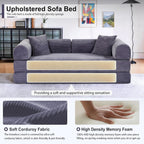 JJJ 78 inch Sofa Bed 4-in-1 Boneless Convertible Corduroy Sleeper Folding Couch with Fixed-Shape Frame and 2 Futons No Assemble Required 3 Seater Upholstered for Living Room (Gray, 78 inch)