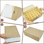 Beige Sock Organizer Divider 2 Pack with Lid - 30 Cell Foldable Closet Storage, Tie Organizer For Men Boxes for Socks, Ties, Belts