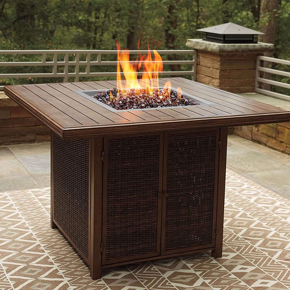 onlyfire 18" Square Fire Pit Flat Pan with Burner Ring Assembly, 92,000 BTU