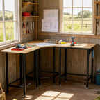 Betterhood 48"/60" Heavy-Duty Adjustable Workbench for Garage, Rubber Wood Shop Table,Hardwood Workstation Weight Capacity Over 1500 Lbs (Rubber Pad/Power Outlets/Ruler/63 x21.7 x35.8)