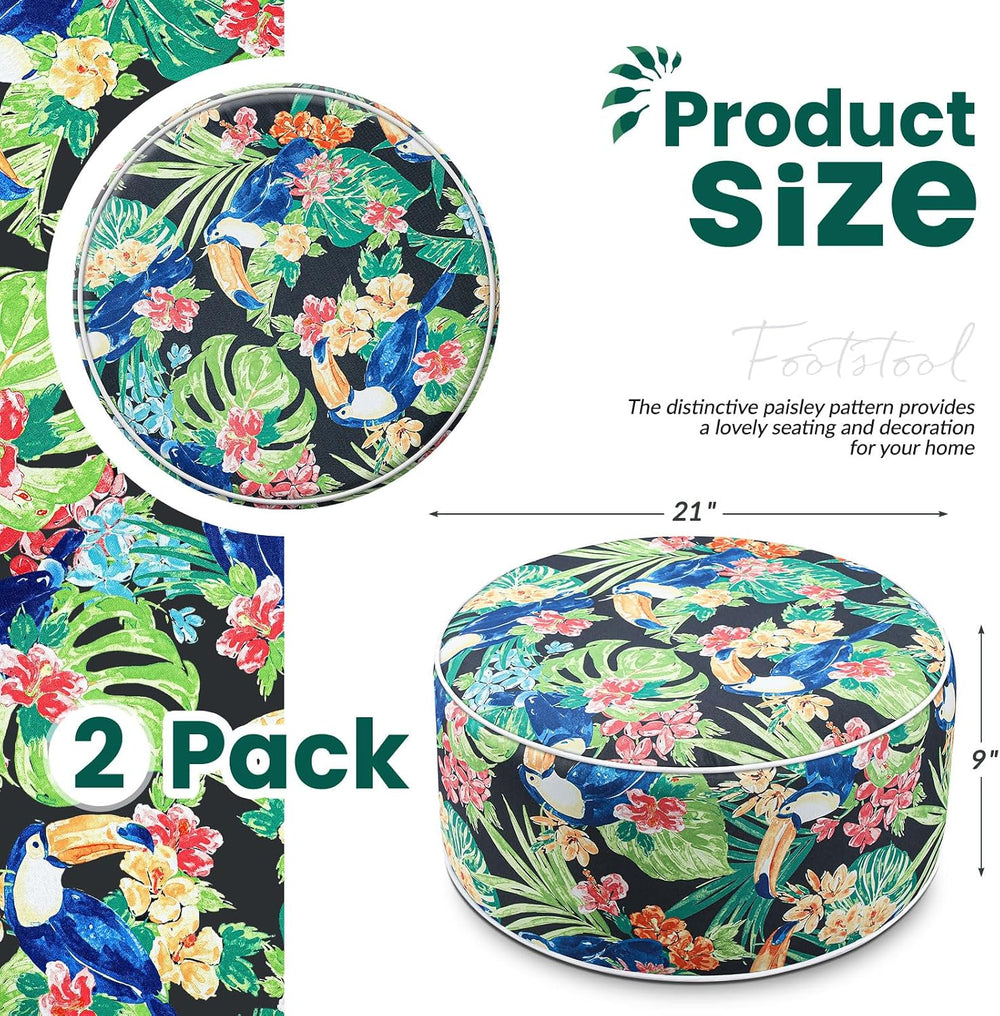 Cinnvoice 2 Pcs Inflatable Outdoor Ottoman Pouf Waterproof Round Footrest wit...