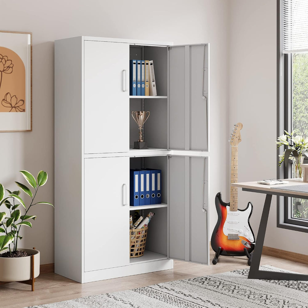 STANI Metal Storage Cabinet, Locking Steel Cabinet With 4 Doors and 2 Adjusta...