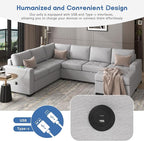108.3 Inch Modular Sectional Sleeper Sofa with Pull-Out Bed and Lounge Chair, U-Shaped Combination Corner Couch w/USB & Type-C Interfaces, for Living Room Bedroom Office, Gray
