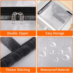 4 Pack Clear Storage Bags for Comforter, Clothes & Bedding, Plastic Blanket Storage with Zipper and Handle, Moving Bags, Closet Organizer and Under-Bed Storage (60L)