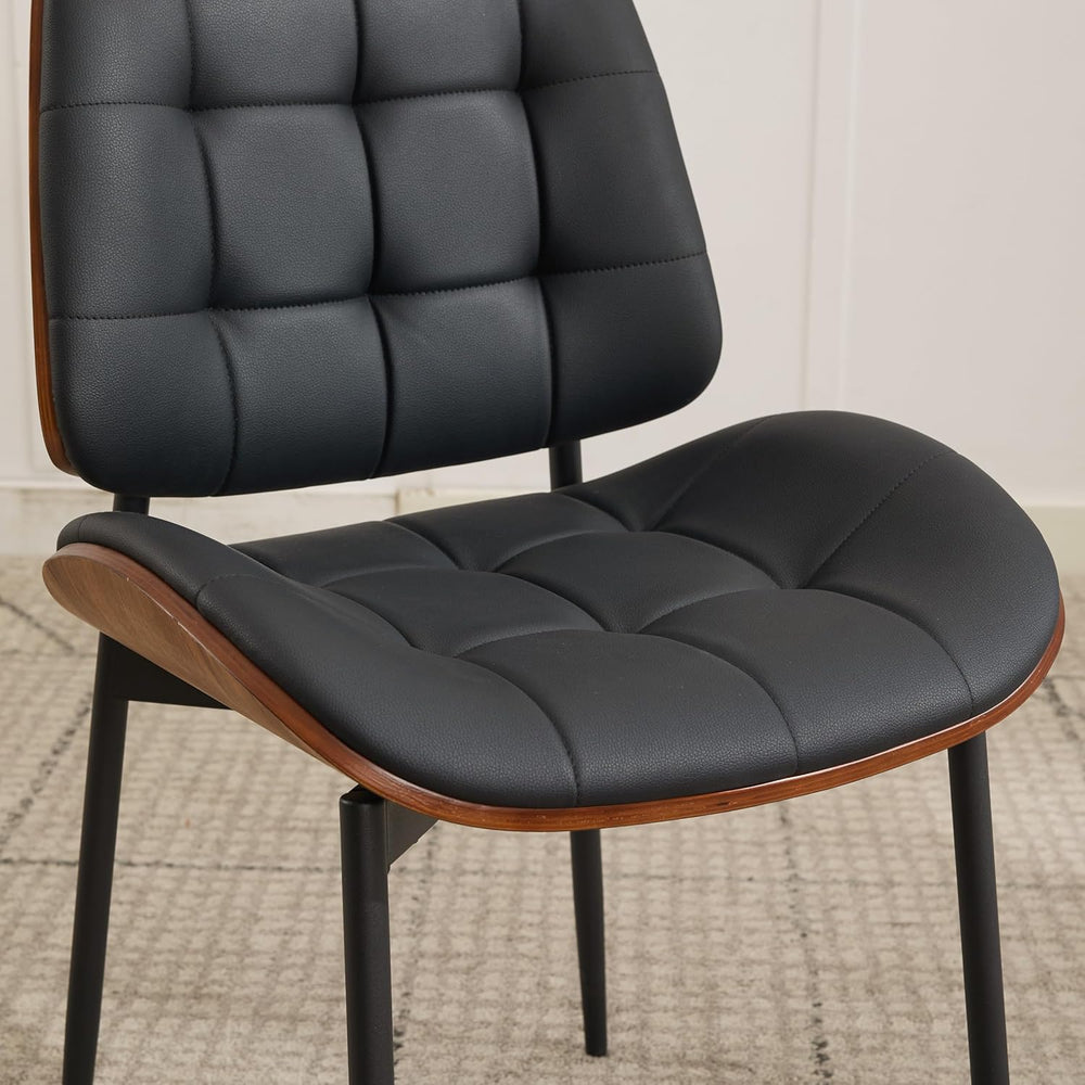 Upholstered Dining Chairs Set of 6, Mid Century Modern Faux Leather Dining Ch...