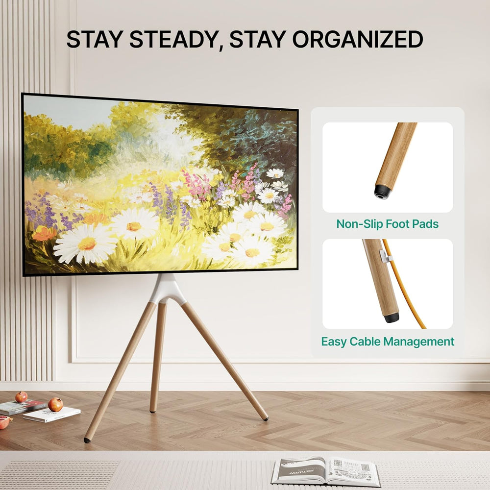 Artistic Easel TV Stand for 43-65 Inch TVs, 180° Swivel Tripod TV Stand up to...