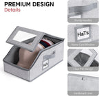 One set hat Storage for Baseball Caps,Gery Stackable box holds up to 18 Caps Hat Organizer for Closet, Black Baseball Cap and Adjustable Shoulder Strap, Hat Organizer Holder Bag for 6 Baseball Caps.