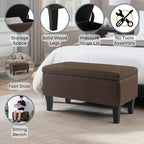 Convenience Concepts Designs4Comfort Winslow Storage Ottoman Bench 32" - Transitional Upholstered Footstool & Seat, for Living Room, Entryway, Hallway, & Bedroom, Medium Brown Fabric