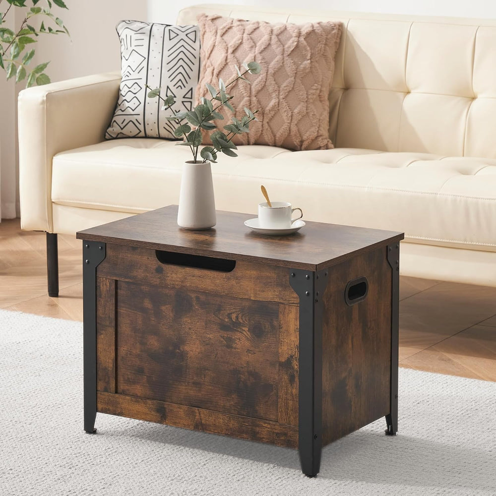 IDEALHOUSE Storage Bench, 23.6" Retro Wooden Storage Chest with 2 Safety...