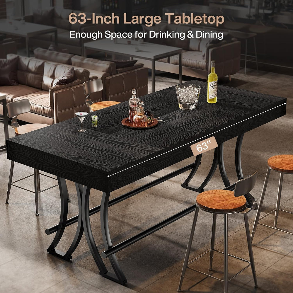 Tribesigns 63" Counter Height Bar Table with Metal Footrest, Rectangular...