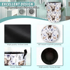 Watercolor Highland Cow Laundry Hamper With Handles Foldable Oxford Cloth Purple Flower Tote Bag Cows Laundry Basket Clothes Toy Storage Bucket 18.9" x 16.5"For Bathroom/Laundry/Bedroom
