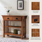 Leick Home Mission Impeccable Bookshelf, Solid Wood, 2 Drawers, 2 Shelves, Slatted Sides, Blackened Hardware, Easy Assembly, Russet Brown, 12 in D x 34 in W x 30 in H, Item 8261