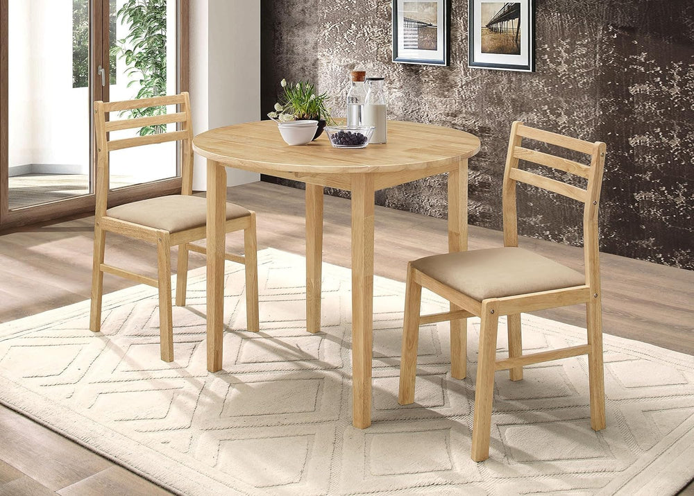 CARTESIAN 3-Piece Drop Leaf Dining Set, Natural Wood Table and 2 Chairs with ...