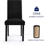 CHUN YI Upholstered Dining Chairs Set of 4, Fabric Dining Room Chairs with Solid Wood Legs, Modern Parson Chairs for Kitchen, Restaurant, Hotel, Black