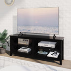 TV Stand for 65 inch TV with Storage,Modern TV Entertainment Center for Bedroom,TV Media Console Table with 4 Open Storage Shelve,55 inch Wood TV Cabinet Black