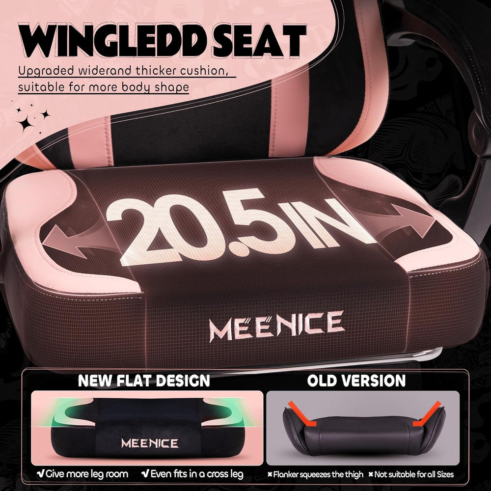Pink Gaming Chair Cute with Cat Ears Paw Lumbar and Cushion,Ergonomic Compute...