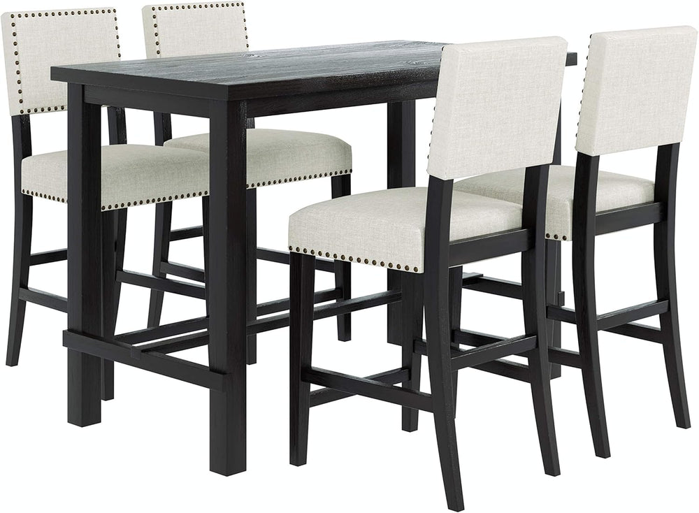 Merax 5 Pieces Counter Height Dining Set, Elegant Wooden Desk and 4 Upholster...