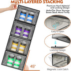 6 Pack Thicken Shoe Organizer Stackable,Upgraded Sturdy Shoe Storage Box with Magnetic Door,Shoe Containers For Sneaker Display,Hat Organizer,Black