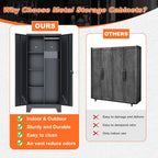 Storage Cabinet 61" H, Metal Outdoor Sheds with Shelves for Tools Storage, Cleaning Supplies Closet with Removable Pegboard for Outdoor, Garage, Utility Room