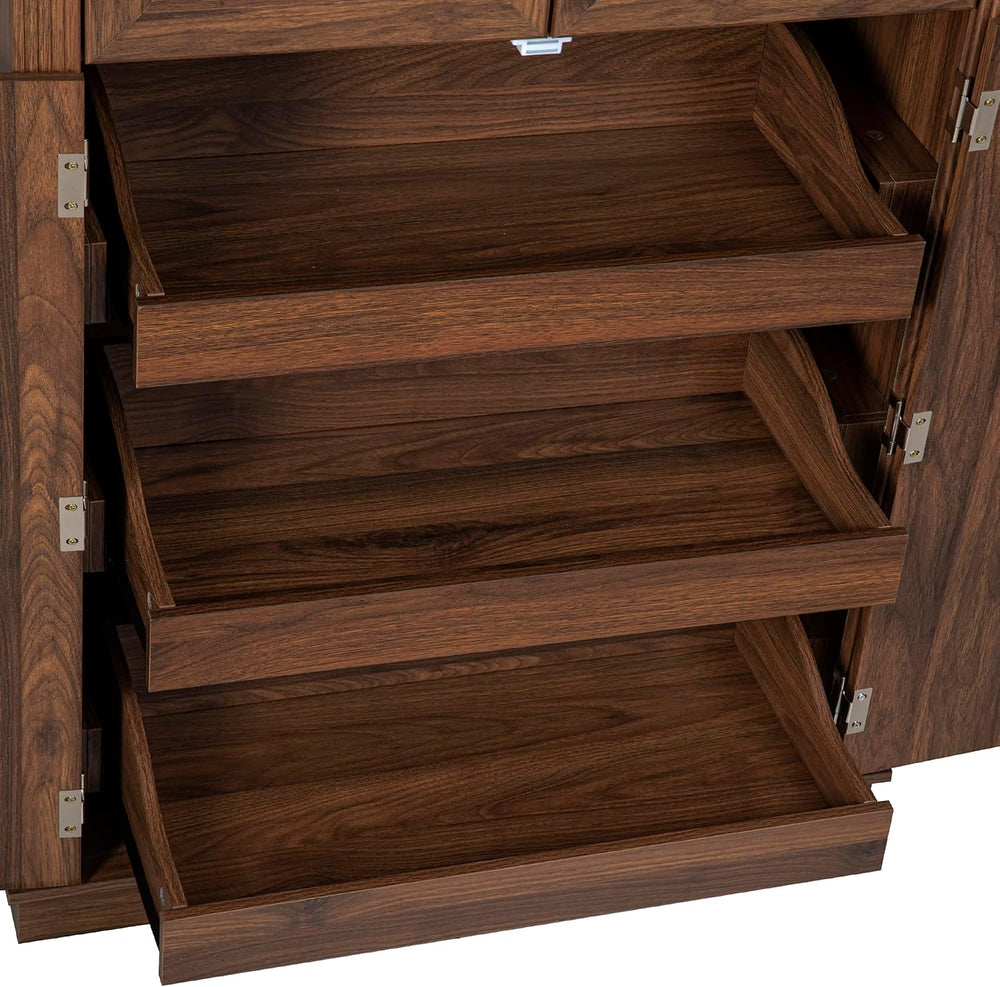71" Tall Kitchen Pantry Cabinet with 3 Pull-Out Organizers, Farmhouse St...