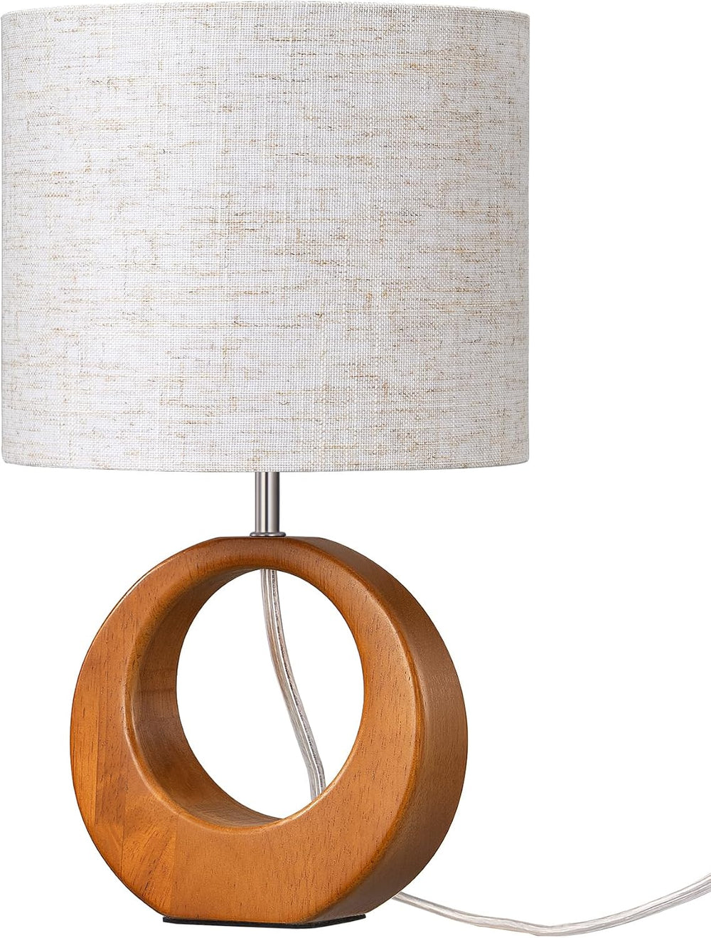 EDISHINE Small Wood Table Lamp, Nightstand Lamp, ON-Off Switch, Living Room
