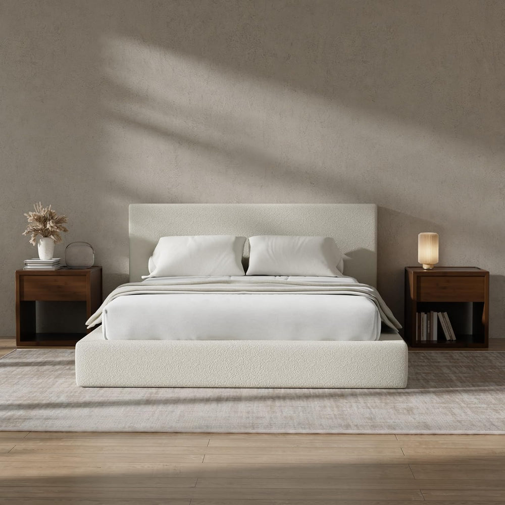 RECCI AirFrame Queen Upholstered Bed Frame with Plush Padded Headboard