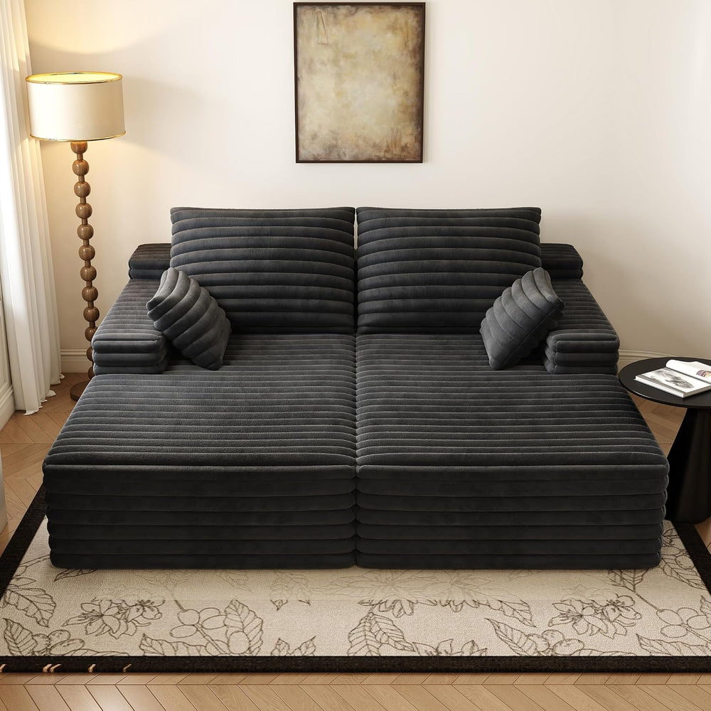 80” Oversized Double Lounge Chaise,Cloud Plush Sofa Bed,Upholstered Cloud Sof...