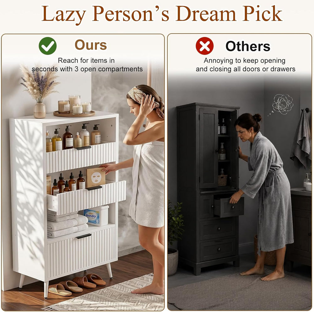 Bathroom Storage Cabinet, 51.2" H 5-Tier Freestanding Pantry Cabinet wit...