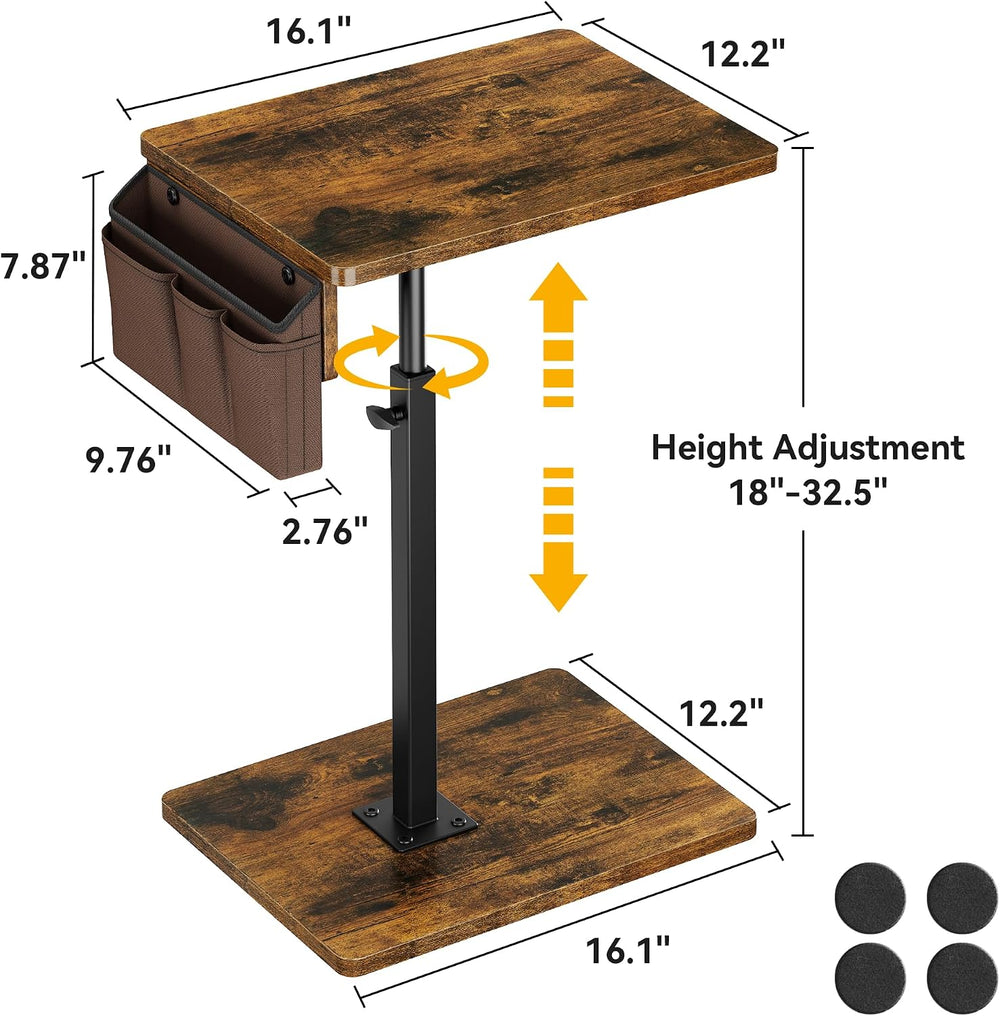 Vagusicc Sofa Armrest Tray Table for Couch, 360° Swivel Height Adjustable TV ...
