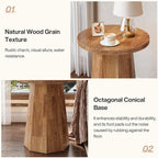 Tribesigns Round Pedestal End Table, Farmhouse Couch Side Table with Octagonal Base, Wooden Drink Stand Accent Nightstand(1, Walnut)