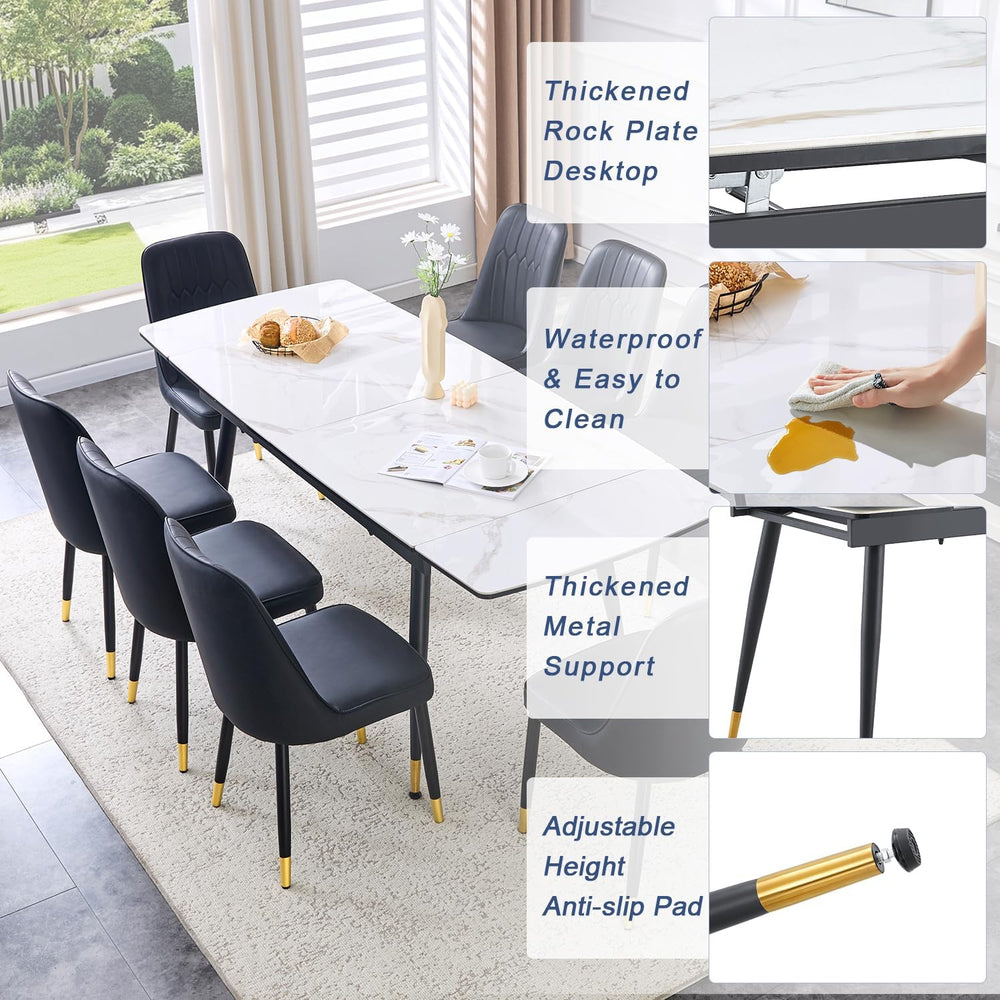 Extendable Dining Table Set for 8, 55"–79" Rectangular Dining Table...