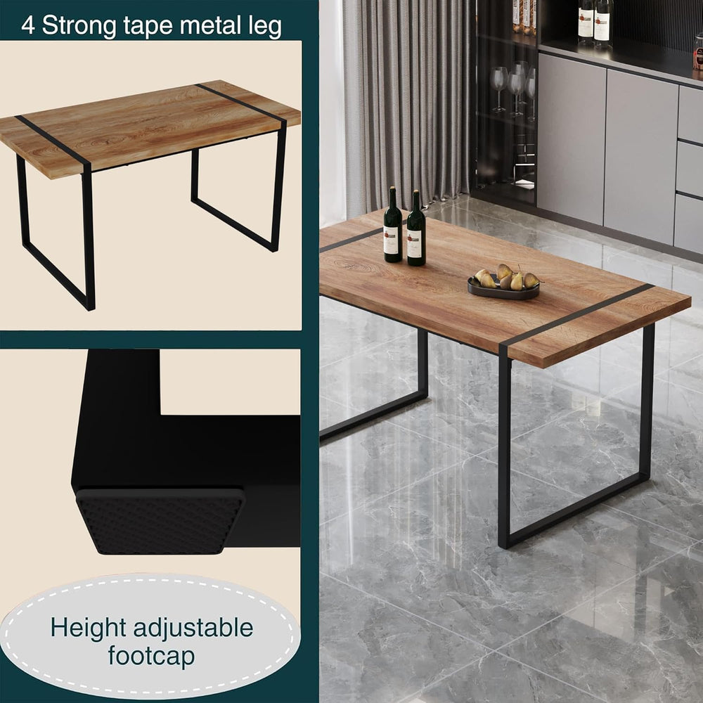 Modern Dining Table Set for 4, Wooden Kitchen Table and Chairs Set,5 Piece Di...