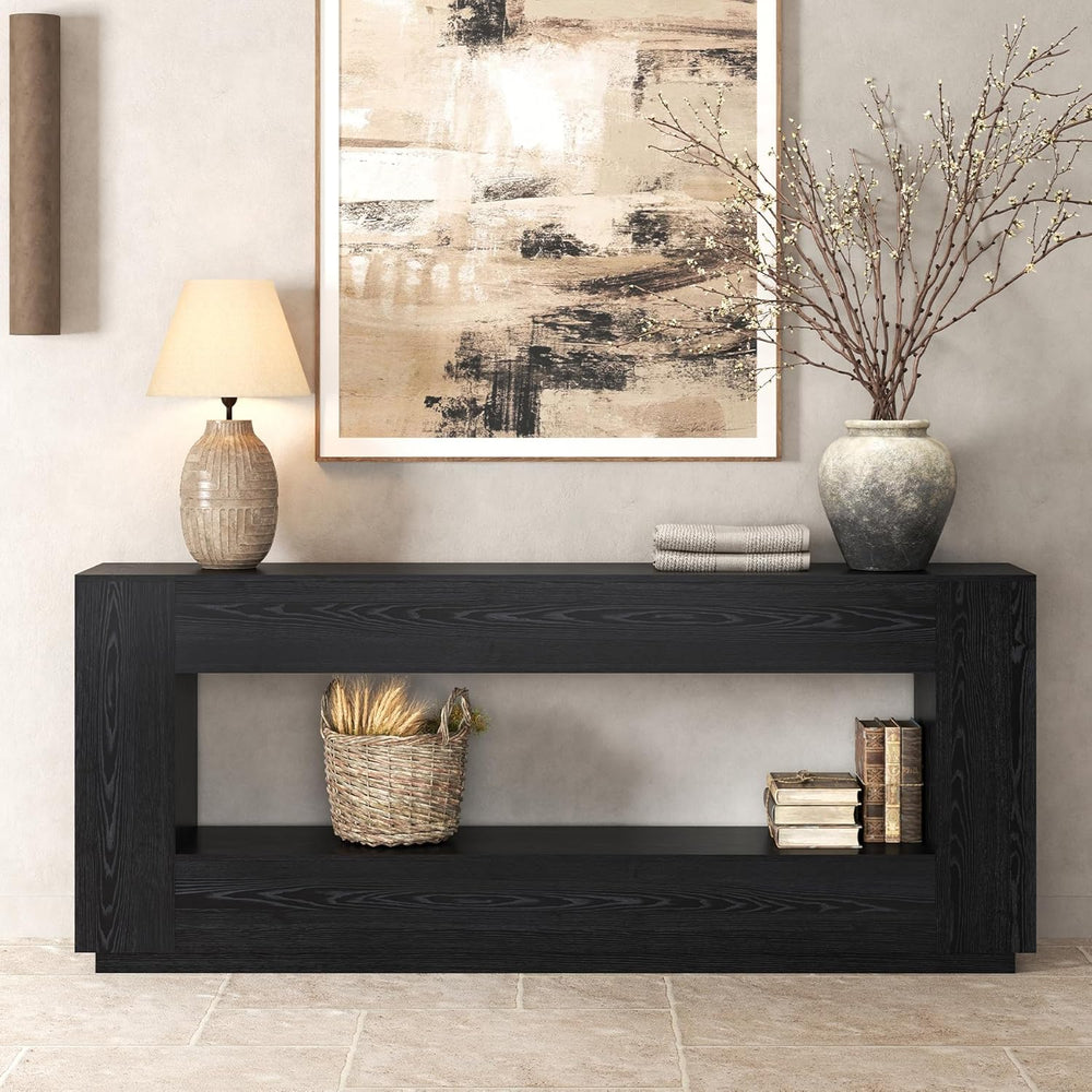 Epecoya 78 Inch Extra Long Console Table, 2-Tier Wood Entryway Table with Sto...