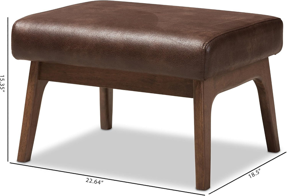 Baxton Studio Birk Mid-Century Modern Walnut Wood Dark Brown Distressed Faux ...