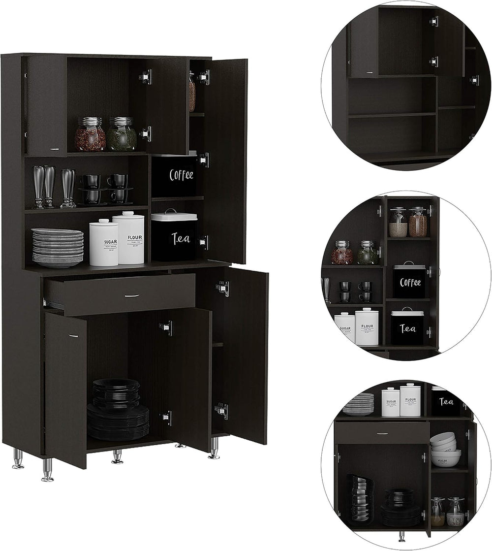 1 Shelf 1 Drawer Pantry Cabinet Black