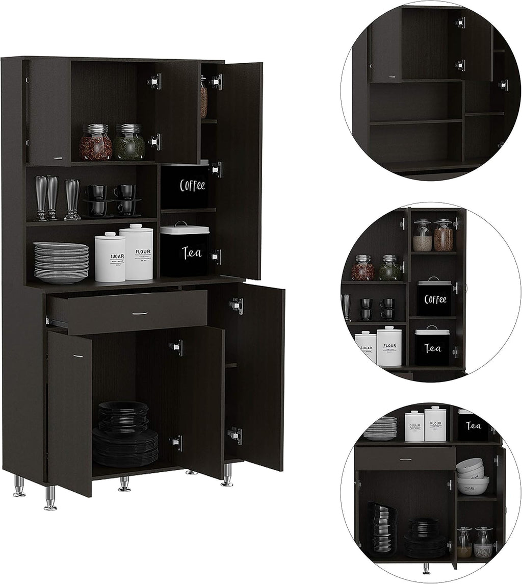 1 Shelf 1 Drawer Pantry Cabinet Black