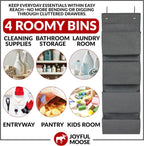 Joyful Moose Over the Door Hanging Organizer Closet Storage Bins Grey